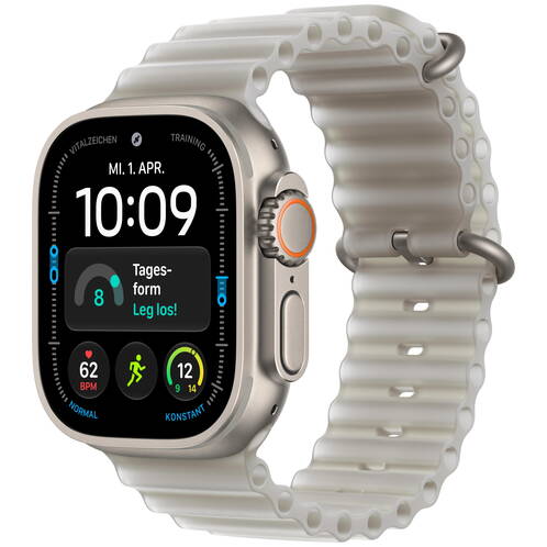 GPS + Cellular, 49 mm, Titan Natur, Ocean Armband Halbtransparentes Grau