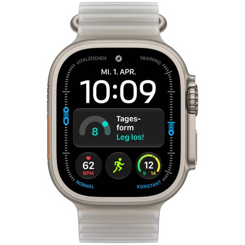 GPS + Cellular, 49 mm, Titan Natur, Ocean Armband Halbtransparentes Grau