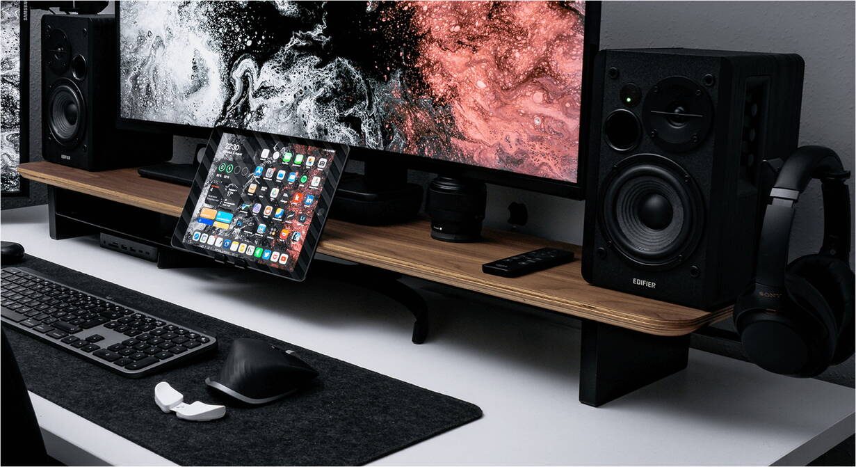 Balolo Cockpit Large Monitor stand, Walnut; SF-SC-B-L-F | DQ