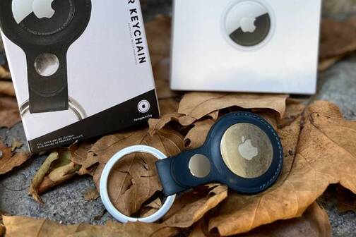 Schlüsselanhänger für Apple AirTag aus Leder mit Schlüsselring. Schlüsselfinder Apple AirTag mit praktischer Hülle.