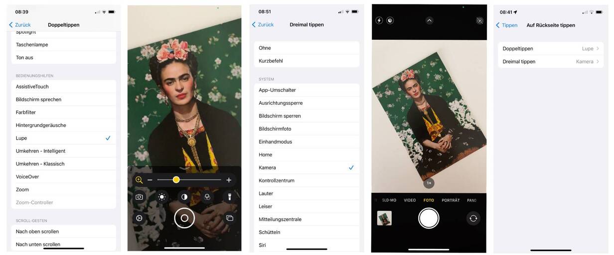 Die Bedienungshilfe "auf Rückseite tippen" öffnet bestimmte Apps sofort. Beim iPhone können Apps durch Tippen auf die Rückseite geöffnet werden.