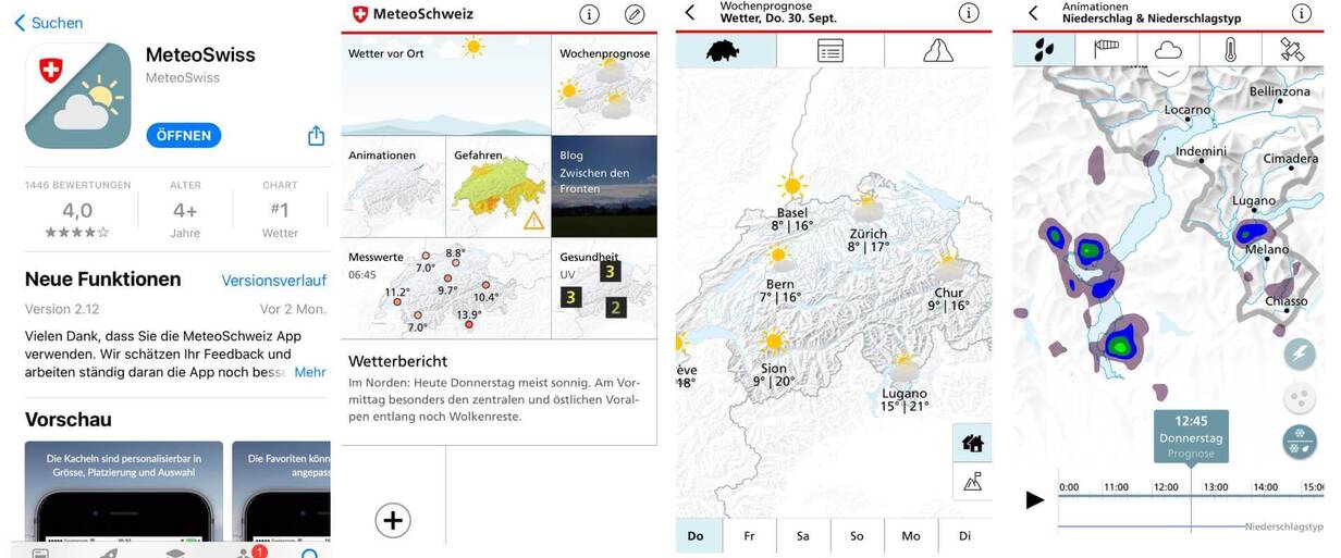 Mit einer Wetter-App lässt es sich besser Wandern. Die MeteoSwiss App zeigt zuverlässig Wetterdaten.