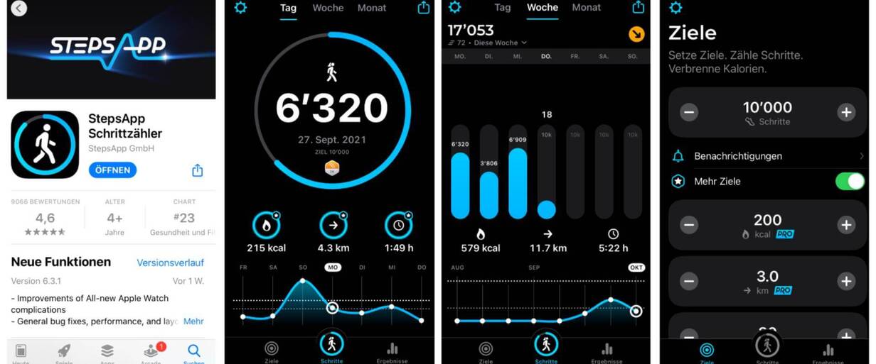 Eine Wander-App zur Messung des Erfolgs durch Schrittezählen. Während dem Wandern die Schritte Zählen mit der StepsApp.