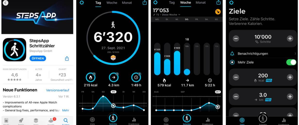 Eine Wander-App zur Messung des Erfolgs durch Schrittezählen. Während dem Wandern die Schritte Zählen mit der StepsApp.