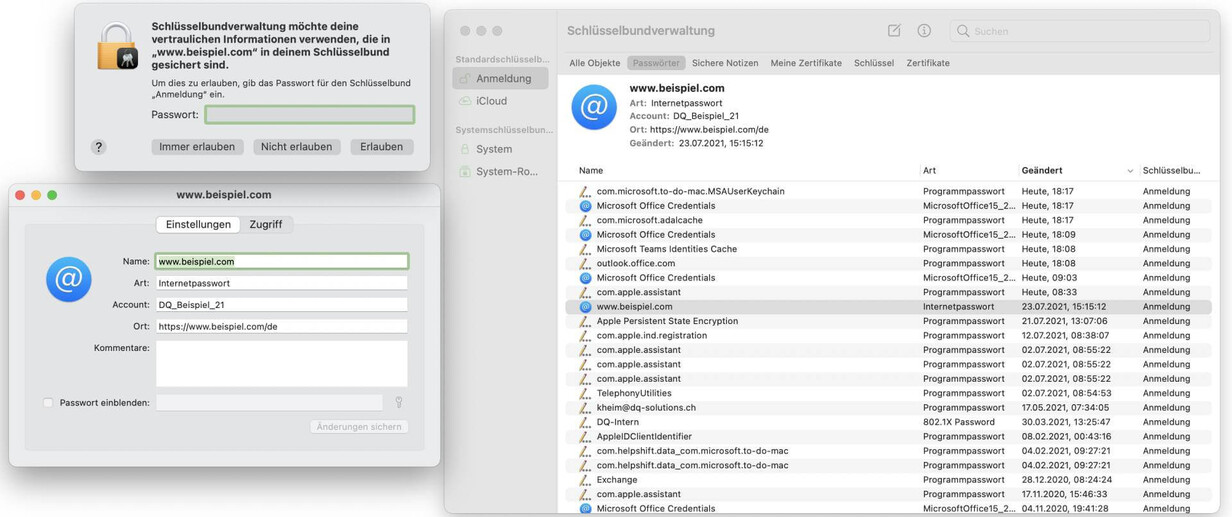 Schlüsselbundverwaltung über iCloud für andere Apple Geräte nutzen