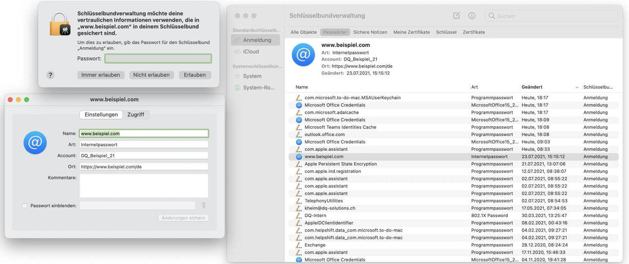 Schlüsselbundverwaltung über iCloud für andere Apple Geräte nutzen