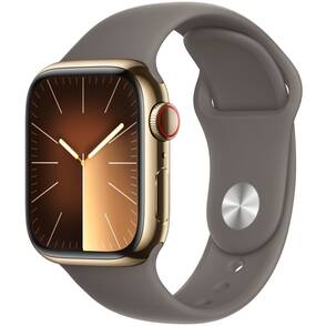 Apple-Watch-Series-9-GPS-Cellular-41-mm-Edelstahl-Gold-Sportarmband-S-M-Tonbraun-01