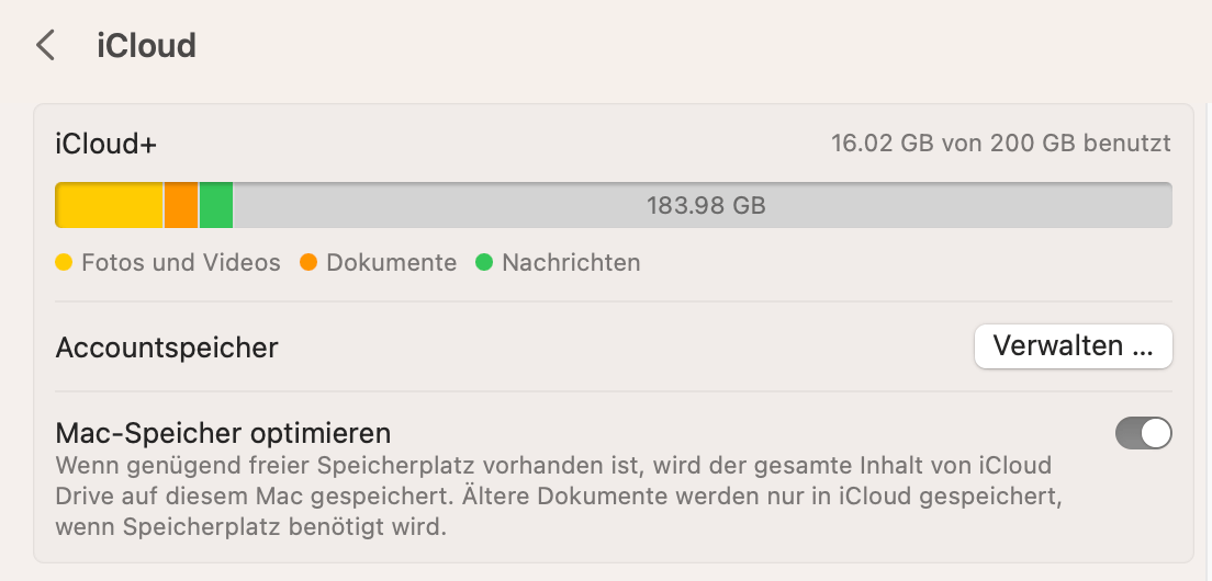 iCloud Speicher verwalten