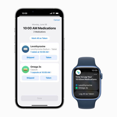 Apple Watch und iPhone zeigen Erinnerung für Medikamente