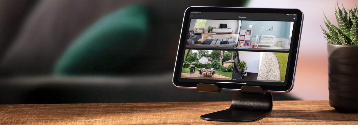 Das Bild von vier Smart Home Kameras in der Home App
