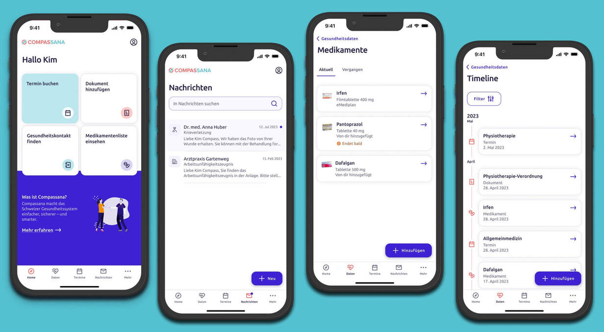 Die App Compassana vereinfacht das Gesundheitsmanagement Screenshots von der App Compassana