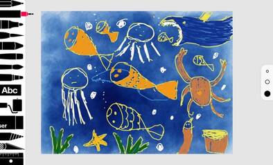 Bild mit Unterwasserwelt auf iPad von der Zeichenstunde bei Smiling Gecko