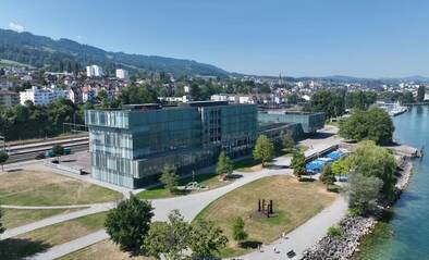 Luftaufnahme des Würth Haus in Rorschach