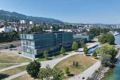 Luftaufnahme des Würth Haus in Rorschach