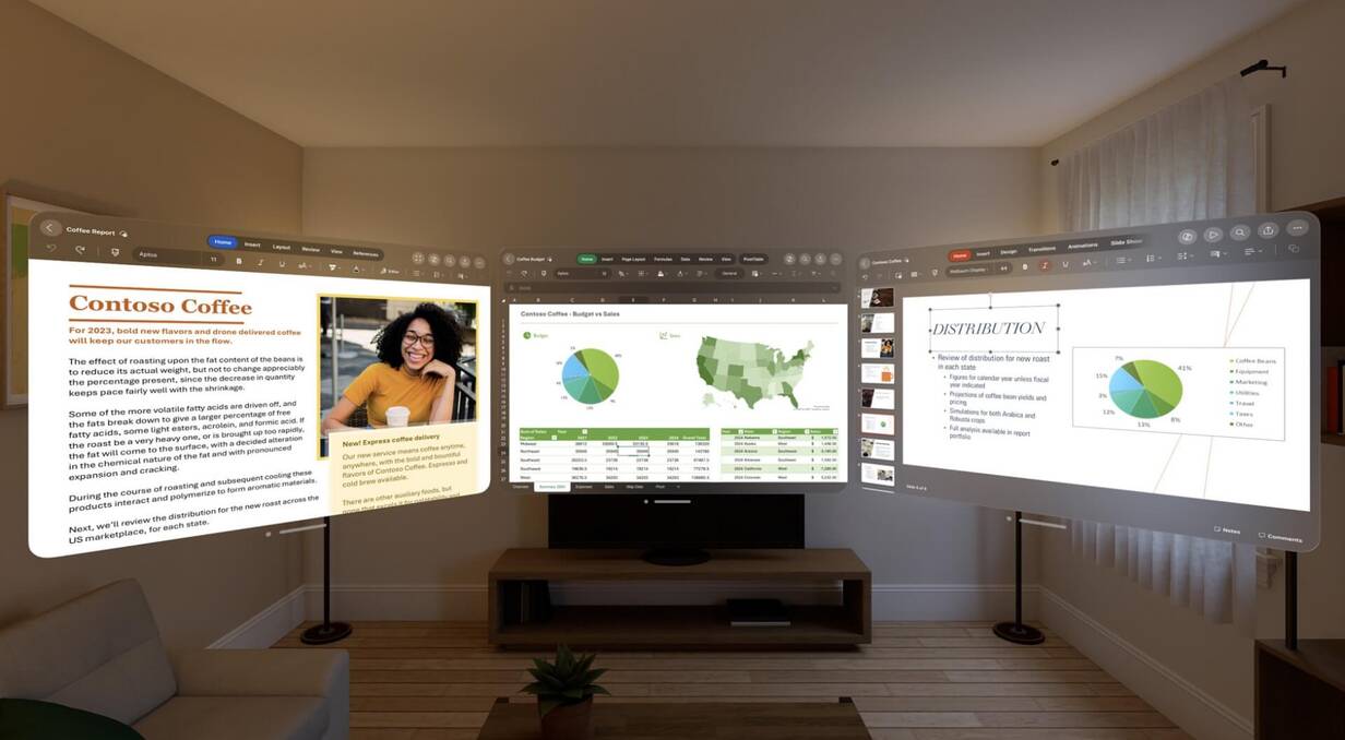 Arbeiten mit Apple Vision Pro Apple Vision Pro bedeutet Arbeiten mit mehreren Bildschirmen