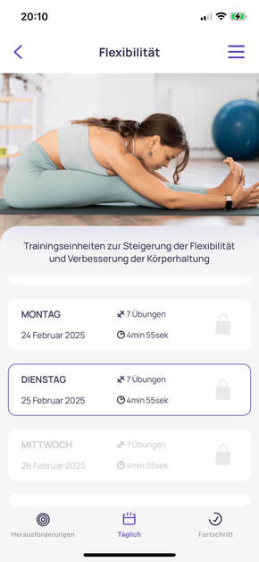 Screenshot aus 5 Minuten Pilates Training App
