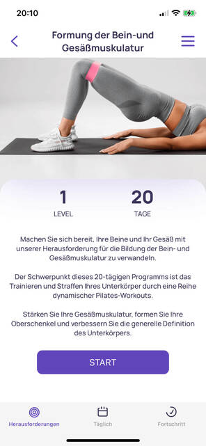 Detailansicht einer Übung in der Trainings-App (Bild: DQ Solutions) Pilates App für Lazy Fit Training