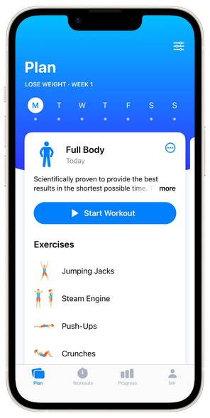 Seven App bietet übersichtliche Programme (Bild: DQ Solutions) Screenshot wöchentliches Workout Seven App