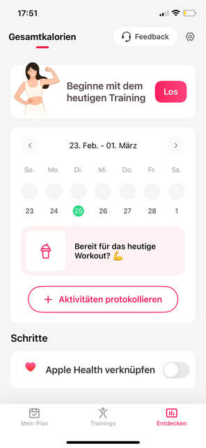 Kurze Trainings jeden Tag mit Lazy Fit (Bild: DQ Solutions) Screenshot des Trainingsprogramms in der App