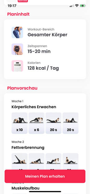 Trainingsplan in der JustFit App