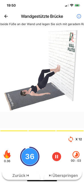 Übung in der Wand Pilates App (Foto: DQ Solutions) Animierte Vorzeige der Übung