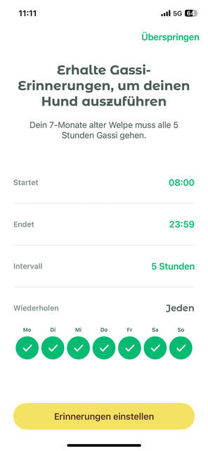 Dogo App bietet Erinnerungen (Bild: DQ Solutions) Gassi-Erinnerung für Welpen