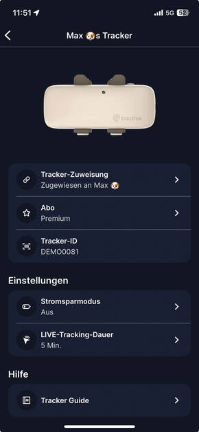 Tractive App für Tierortung