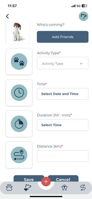 Fleatiger App Aktivität erfassen (Bild: DQ Solutions) Aktivitäten des Hundes in Fleatiger App