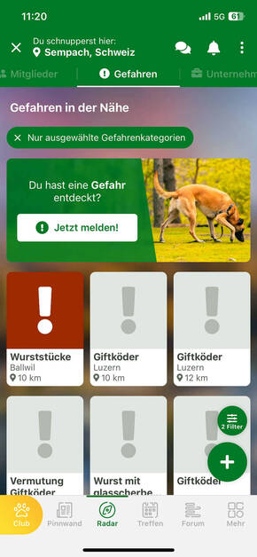 Giftköder Warnungen in der Dogorama App