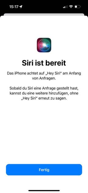 Bildschirm nach der Einrichtung: Siri ist bereit