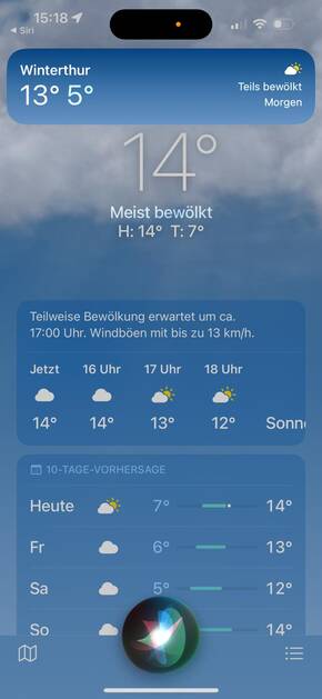 Wetter-App über Siri aufrufen
