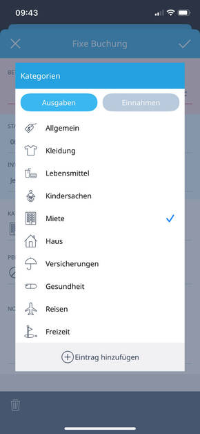 Screenshot der MoneyControl App