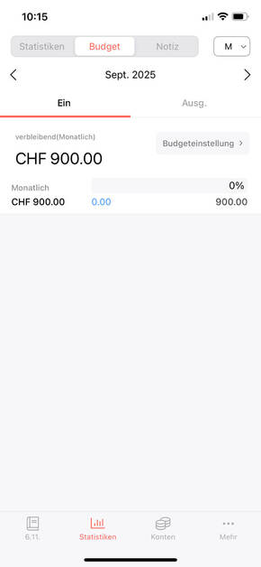 Screenshot: Money Manager App - Budget