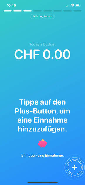 Screenshot: Eingabe in Today&#039;s Budget App