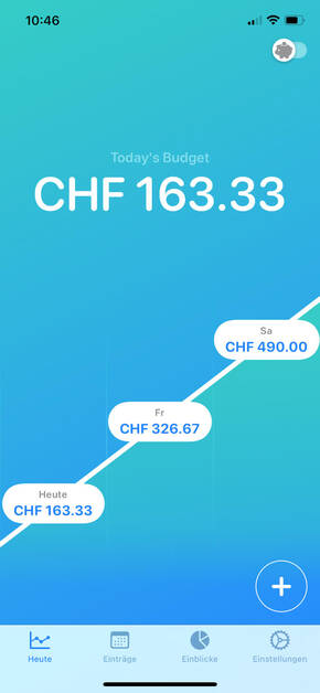 Screenshot: Anzeige verfügbarer Betrag