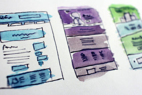 Grobe Zeichnung einer Website