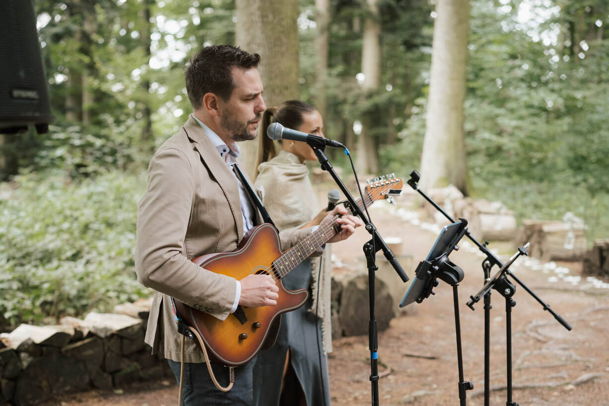 Andi Koch beim Auftritt mit dem iPad