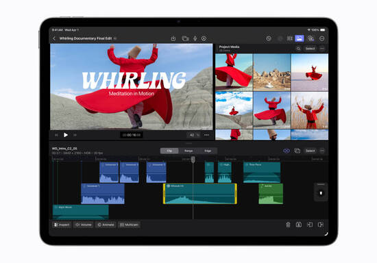 iPad Air M4 zeigt die Final Cut Pro Anwendung