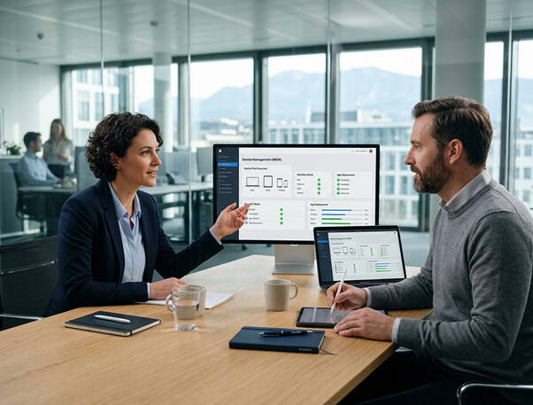 DQ Solutions Beratungsgespräch zu Apple Business und MDM – Device Management für Schweizer Unternehmen