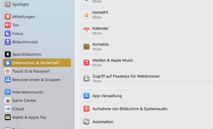 Wo du die Einstellungen zu «Datenschutz & Sicherheit» findest. (Foto: DQ Solutions) Screenshot der Einstellung «Datenschutz & Sicherheit»