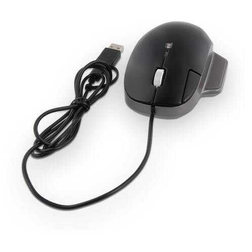 Optische 3-Tasten USB-C/A Maus mit Scrollrad, Ergonomisches Design mit Daumenauflage (Rechtshänder), IR-Sensor (1000 bis 6400 dpi), Space Gray
