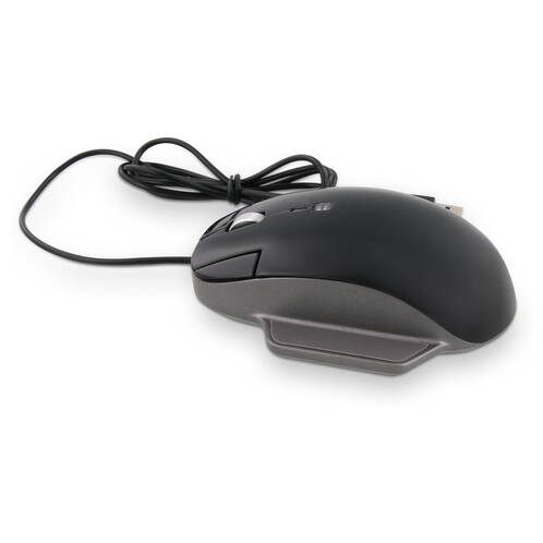 Optische 3-Tasten USB-C/A Maus mit Scrollrad, Ergonomisches Design mit Daumenauflage (Rechtshänder), IR-Sensor (1000 bis 6400 dpi), Space Gray