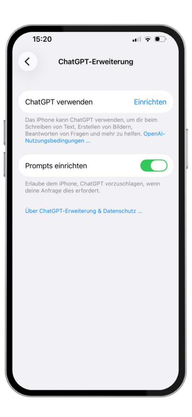Screenshot ChatGPT Erweiterung einrichten