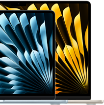 Zwei MacBook Air Laptops zeigen die Grössenrelationen der Displays: 13.6