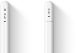 Apple Pencil Pro und Apple Pencil (USB‑C) nebeneinander