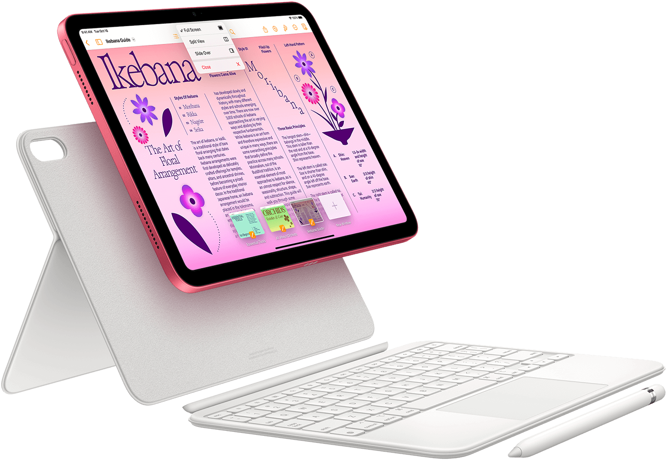 iPad, Magic Keyboard Folio und Apple Pencil.