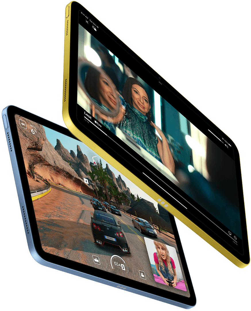 Demonstration von Apple TV+ und dem SharePlay Gaming-Erlebnis auf dem iPad.