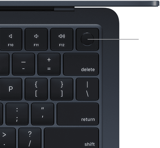 Draufsicht auf die MacBook Air Tastatur mit Touch ID