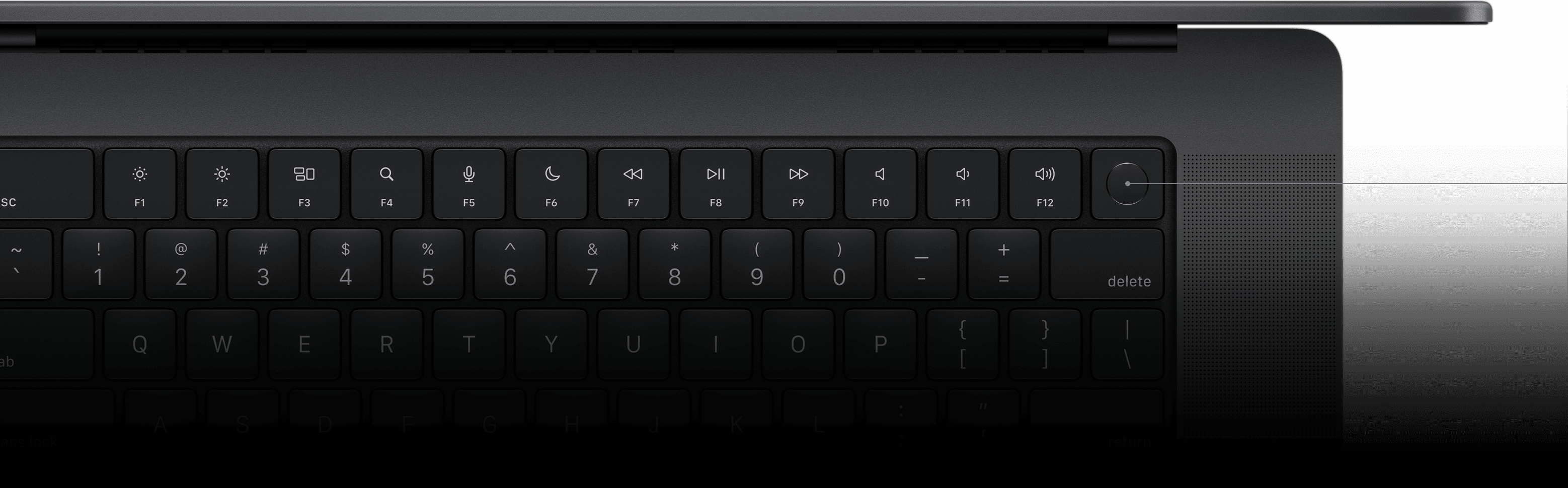 Pointer, der auf die Touch ID Taste auf dem Magic Keyboard zeigt.
