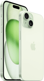 6,7" iPhone 15 Plus und 6,1" iPhone 15 nebeneinander zum Grössenvergleich.